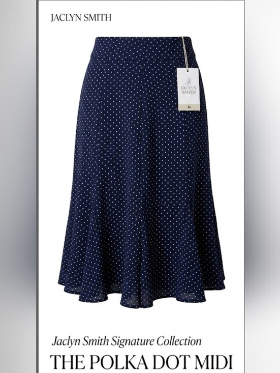 Jaclyn Smith Dresses & Skirts - NWT! Y2K Jaclyn Smith Navy Polka Dot Flowy Summer Midi Skirt! Beautuful